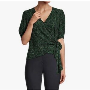 NWT Michael Kors Tops Michael Kors Black & Moss Green Floral Print